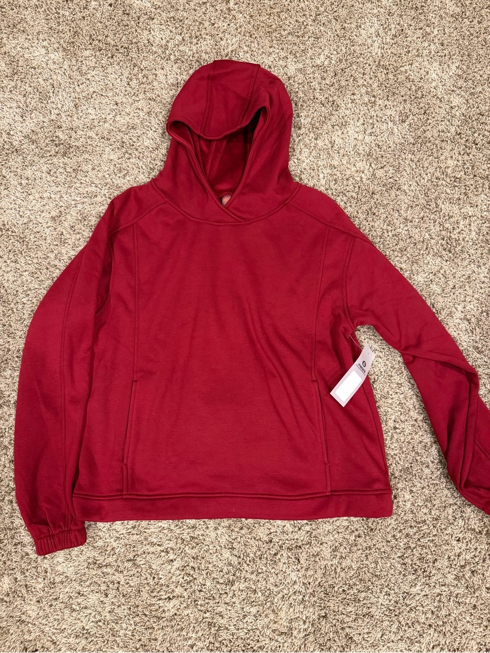 Mono B Women's Hooded Pullover in Deep Wine Red Velvet